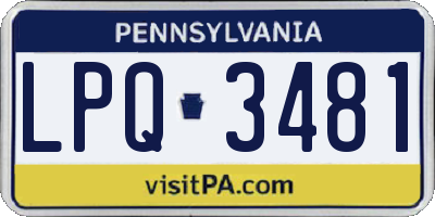 PA license plate LPQ3481