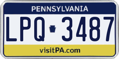 PA license plate LPQ3487