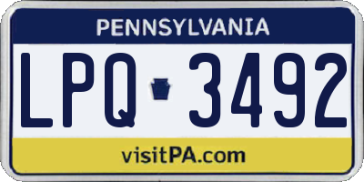 PA license plate LPQ3492