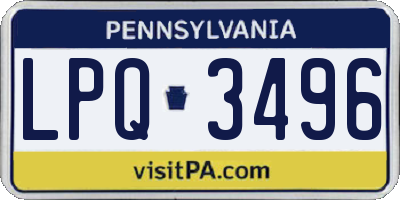 PA license plate LPQ3496