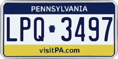 PA license plate LPQ3497