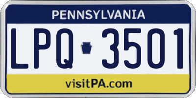 PA license plate LPQ3501