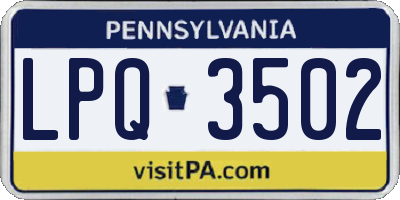 PA license plate LPQ3502