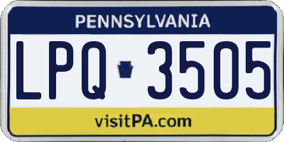 PA license plate LPQ3505