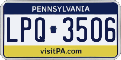 PA license plate LPQ3506