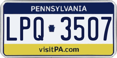 PA license plate LPQ3507