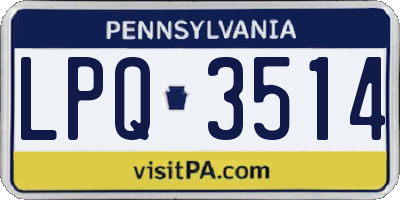 PA license plate LPQ3514