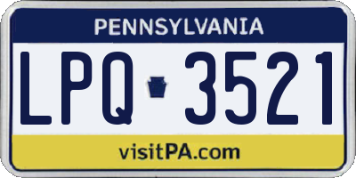 PA license plate LPQ3521
