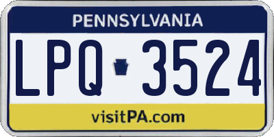 PA license plate LPQ3524