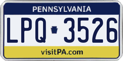 PA license plate LPQ3526