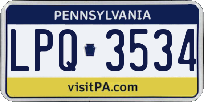 PA license plate LPQ3534