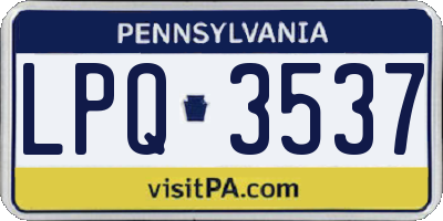 PA license plate LPQ3537