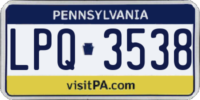 PA license plate LPQ3538