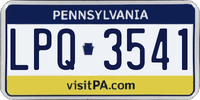 PA license plate LPQ3541