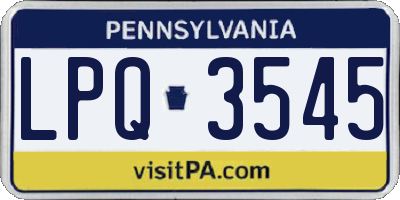 PA license plate LPQ3545