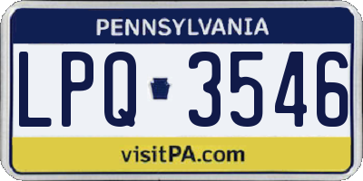 PA license plate LPQ3546