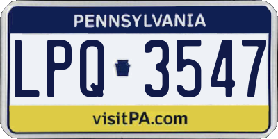 PA license plate LPQ3547