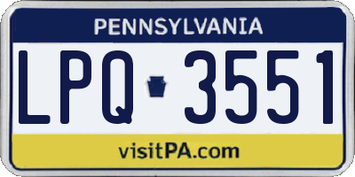 PA license plate LPQ3551