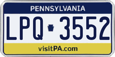 PA license plate LPQ3552