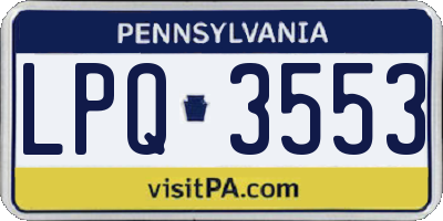 PA license plate LPQ3553
