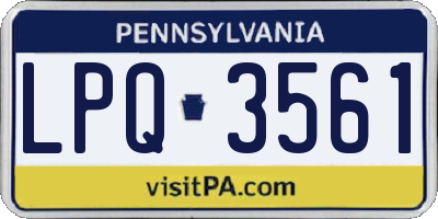 PA license plate LPQ3561