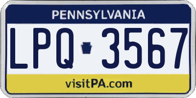 PA license plate LPQ3567