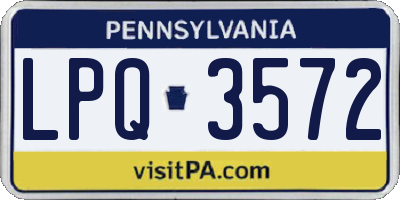 PA license plate LPQ3572
