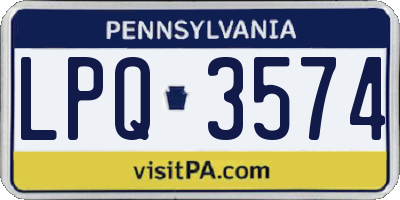 PA license plate LPQ3574