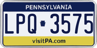 PA license plate LPQ3575