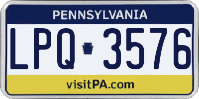 PA license plate LPQ3576