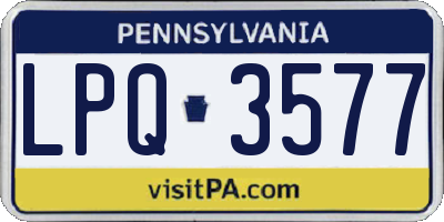 PA license plate LPQ3577