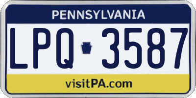 PA license plate LPQ3587