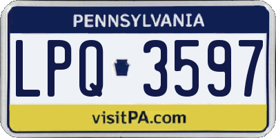 PA license plate LPQ3597