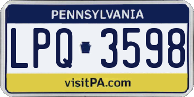 PA license plate LPQ3598