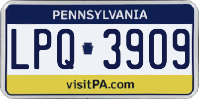 PA license plate LPQ3909
