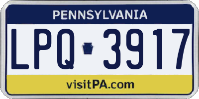 PA license plate LPQ3917