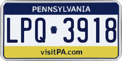 PA license plate LPQ3918