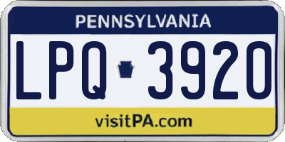 PA license plate LPQ3920