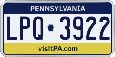 PA license plate LPQ3922