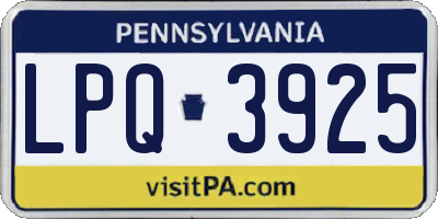 PA license plate LPQ3925