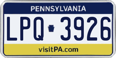 PA license plate LPQ3926