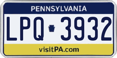 PA license plate LPQ3932