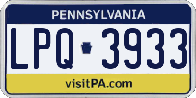 PA license plate LPQ3933