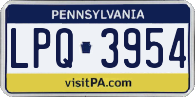 PA license plate LPQ3954