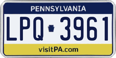PA license plate LPQ3961