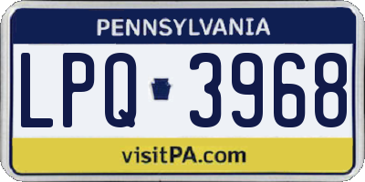 PA license plate LPQ3968