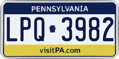 PA license plate LPQ3982
