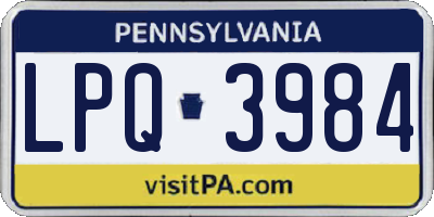 PA license plate LPQ3984