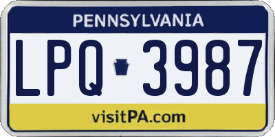 PA license plate LPQ3987