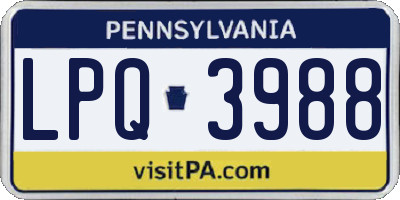 PA license plate LPQ3988
